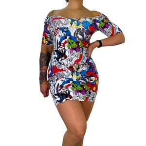 Body con marvel comic book dress